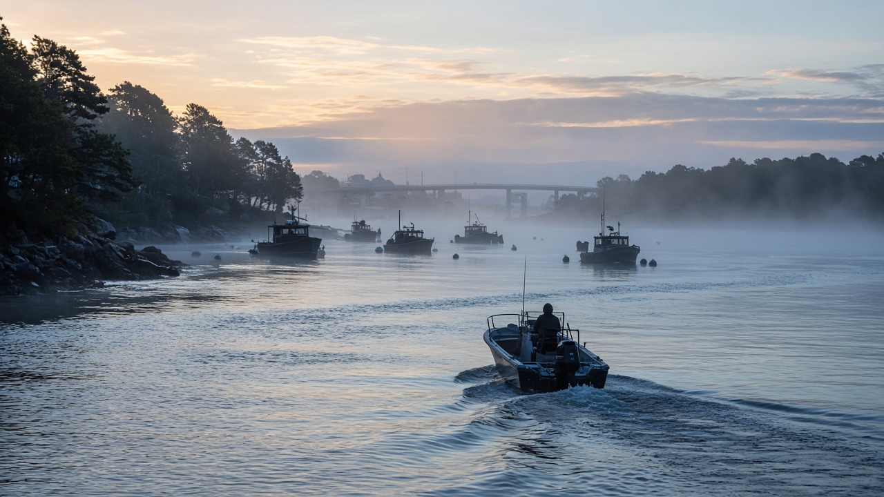 Casting off from a Seacoast harbor into open water